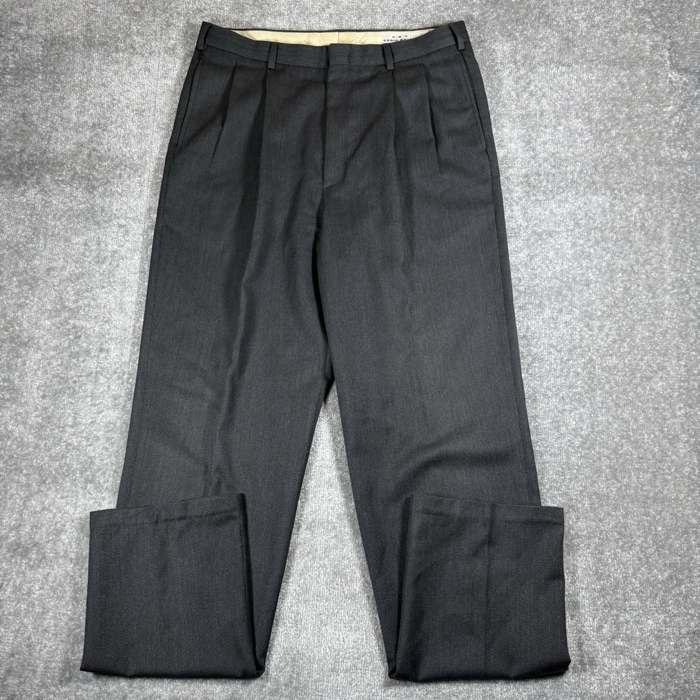 Vintage AKA Eddie Bauer Trousers Men's 36x37 Gray Wool Double Pleated Dress Pant